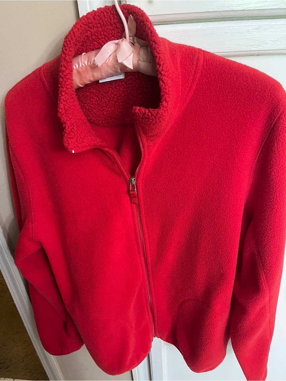 Women’s Red Fleece Zip-Up Jacket XL